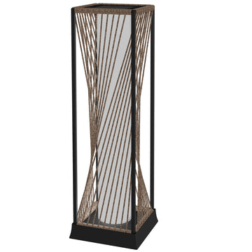 Rattan Solar Floor Lamp, Decorative Outdoor Lamp with Auto On/Off LED Lights, IP44 for Patio, Porch, Pathway, Brown