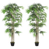 6FT Artificial Bamboo Tree Set of 2, Fake Plant with 1530 Leaves, Greenery Plant in Nursery Pot for Indoor, Green