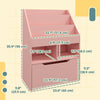 Kids Bookcase with Storage Drawer for Books, Reading Nook, for Classroom, Bedroom, Playroom, Pink