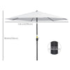 10' x 8' Patio Umbrella, Round Market Umbrella with Crank Handle and Tilt, Outdoor Parasol for Garden, Bench, White