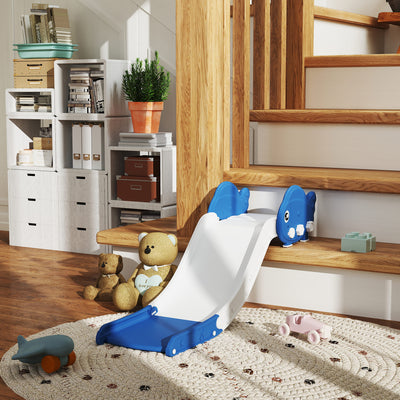 Qaba Toddler Couch Slide for Bed, Sofa, Stairs, Easy Assemble & Storage, for 18-48 Months, Blue