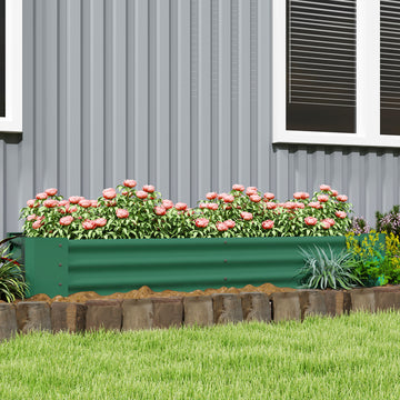 6 x 3 x 1ft Galvanized Raised Garden Bed, Reinforced Outdoor Planter Box with Open Bottom, Green