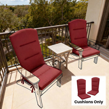 Patio Chair Cushion for Adirondack Chairs Replacement Cushion with Back and Ties, Wine Red