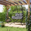 Double Wicker Egg Swing Chair with Stand, Foldable Hanging Egg Chair with UV Resistant Cushion, Headrest