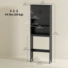 Modern Over The Toilet Storage, Bathroom Cabinets Over Toilet with Open Shelves and Double Door Cabinet, Black