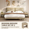 Nightstand Set of 2, Modern Bedside Table with Rounded Corners, Nightstand with Drawer and Open Shelf, Distressed White