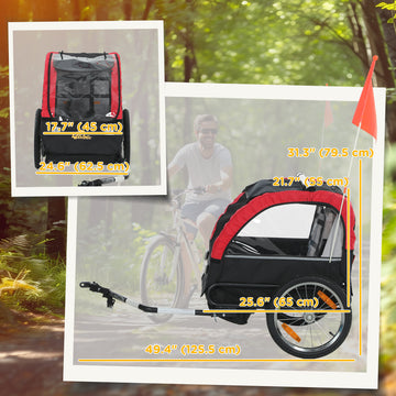 Qaba Bike Trailer for Kids, Baby Bicycle Trailer with 5-Point Harness, 16