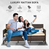 3-Seater Wicker Sofa, PE Rattan Outdoor Couch Conversation Furniture with Removable Cushions for Patio, Garden, Brown