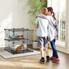 2 Tier Cat Cage Crate, DIY Pet Playpen with 2 Doors, Ladder, Hammock, Perch, Indoor Playpen for Kittens, Black