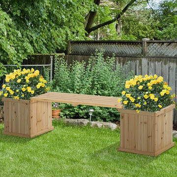 Garden Planter with Raised Garden Bed Bench for Patio Park, 69.25
