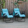 2 Piece Foldable Lounge Chair with Canopy Shade, Outdoor Zero Gravity Chair w/ Side Tray & Cup Holder, Reclining Lounger w/ Breathable Mesh Fabric Seat, Pillow, Sky Blue