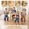 Kids Table and 4 Chairs Set for Art, Craft, Drawing and Snack Time, Playroom, Classroom, Nursery, Boys Girls 3-8, Yellow