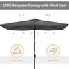 6.5x10ft Patio Umbrella Tilt Aluminum Outdoor Market Parasol with Solar Powered LEDs, Crank - Dark Grey