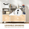 File Cabinet, 2 Drawer Mobile Lateral Filing Cabinet Printer Stand with Lock, Charging Station, Hanging Bars, White