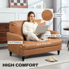 Modern Accent Chair, Leathaire Armchair with Turned Legs and Wide Seat, Comfy Chair for Living Room