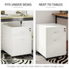 2 Drawer File Cabinet with Lock and Keys, Mobile Vertical Filing Cabinet with Wheels and Drawers, Home Office Cabinet, White