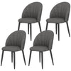 Modern Dining Chairs Set of 4, Upholstered Dining Room Chairs with Metal Legs, Shell Backrest, Padded Seat, Charcoal Grey