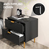 Bedside Table, Modern Nightstand with 2 Drawers, Side End Table with Metal Legs for Living Room, Bedroom