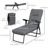 Outdoor Lounge Chair with Padded Cushion, Folding Reclining Patio Garden Chair with Recline Back, Footrest, for Poolside, Patio, Light Grey
