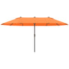 15' Outdoor Patio Umbrella with Twin Canopy Sunshade Steel Table Umbrella with Lift Crank Orange