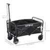 Collapsible Folding Garden Cart, Heavy Duty Lawn Wagon with Universal Wheels and Adjustable Handle, Black