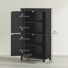Farmhouse Bathroom Storage Cabinet, Bathroom Floor Cabinet with Barn Doors and Adjustable Shelf, Black