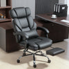 PU Leather Office Chair, Reclining Desk Chair with Footrest, Adjustable Headrest, Lumbar Support, Swivel Wheels, Black