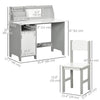 Qaba 2Pcs Kids Desk and Chair Set with Whiteboard, Storage, Shelves, Grey