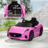 Qaba 12V Maserati Gran Turismo Licensed Kids Electric Car w/ Remote Control, Soft Start, LED Lights, Music, Horn, MP3, Pink