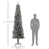 7.5ft Prelit Pencil Artificial Christmas Tree, Flocked Xmas Tree with Remote, Dual Colour LEDs, 519 Tips, Metal Stand