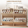 Shoe Storage Cabinet with 4 Flip Drawers, Narrow and Slim, 12-20 Pair of Shoes Organizer for Hallway, Entryway, Oak