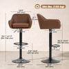 Bar Stools PU Leather Adjustable Swivel Barstools Backrest Counter Chairs Set of 2 Brown