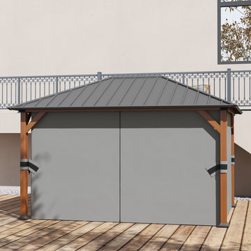 13' x 10' Hardtop Gazebo with Netting Sidewalls and Curtains, Galvanized Steel Outdoor Gazebo Canopy for Garden