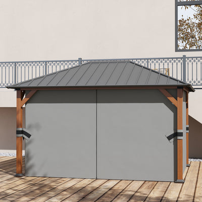 13' x 10' Hardtop Gazebo with Netting Sidewalls and Curtains, Galvanized Steel Outdoor Gazebo Canopy for Garden