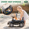 Qaba Licensed Land Rover Ride on Push Car with Anti-Tip Device, Under-Seat Storage, Horn, Engine Sounds for 18-36 M, Black
