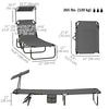 2 Piece Folding Outdoor Chaise Lounges, Pool Tanning Chairs with Reclining Back, Sunshade for Beach, Patio, Dark Grey