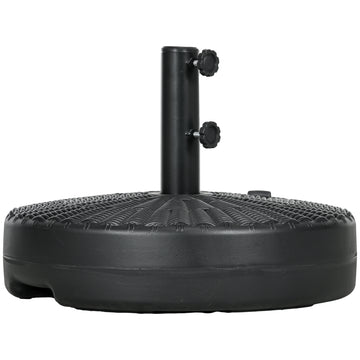 Umbrella Base, Heavy Duty Fillable Base Holder with Steel Pole, Round Parasol Stand for Patio, Outdoor, Backyard, Black