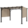 12' x 10' Outdoor Patio Gazebo Pergola with Retractable Canopy Roof, Steel Frame with Stakes, Unique Design, Light Brown