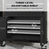 Rolling Tool Cabinet with Pegboard, Lockable Tool Chest, Mobile Tool Storage Organizer for Garage and Workshop, Black
