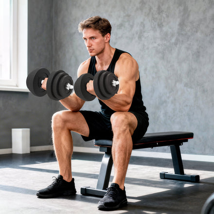 Ensemble d'haltères ajustables 2 x 44 lb pour entraînement de musculation, équipement de gym à domicile, noir (paire)