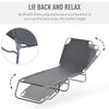 Folding Outdoor Lounge Chair, Portable Reclining Beach Lounger with Breathable Mesh Fabric, Sun Lounge Bed Camping Cot for Patio, Garden, Poolside, Grey