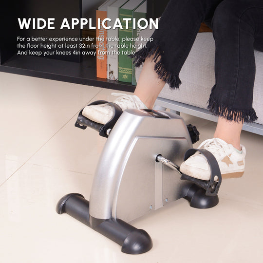 Portable Mini Pedal Exercise Bike Indoor Cycle Fitness Arm Leg w/ LCD Display, Silver