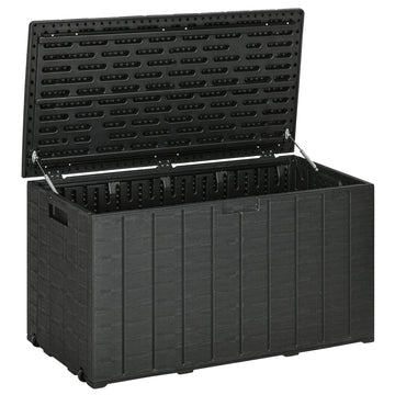 81 Gallon Garden Storage Box, Waterproof  Double Wall Storage Container with Wheels and Handles, Black
