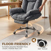 Criss Cross Chair with Wheels, Waterfall Armrests, Overstuffed Wide Office Chair with Footrest, Dark Grey