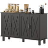 Kitchen Sideboard Cabinet with 4 Barn Doors and 2 Adjustable Shelves, Buffet Table for Living Room, Hallway