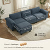 Sectional Sofa, L Shaped Sofa with Deep Seat, Movable Ottoman and Pillow-top Armrests