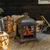 Wood-Burning Fire Pit, Chimney Style Firepit with Poker, 26