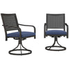 2 Pieces Patio Swivel Chairs with Cushion, Outdoor Swivel Rocker with Curved Armrests, Backrest for Garden, Balcony, Porch, Navy Blue