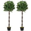 4FT Artificial Laurel Tree Set of 2, Lifelike Fake Plant with 564 Leaves, Potted Fake Plant for Home Office Decor, Green