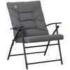 Foldable Lounge Chair, Fabric Upholstered Recliner, Outdoor Lounger with Armrest, Metal Frame for Backyard, Grey